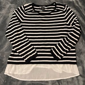Striped sweater with layering detail